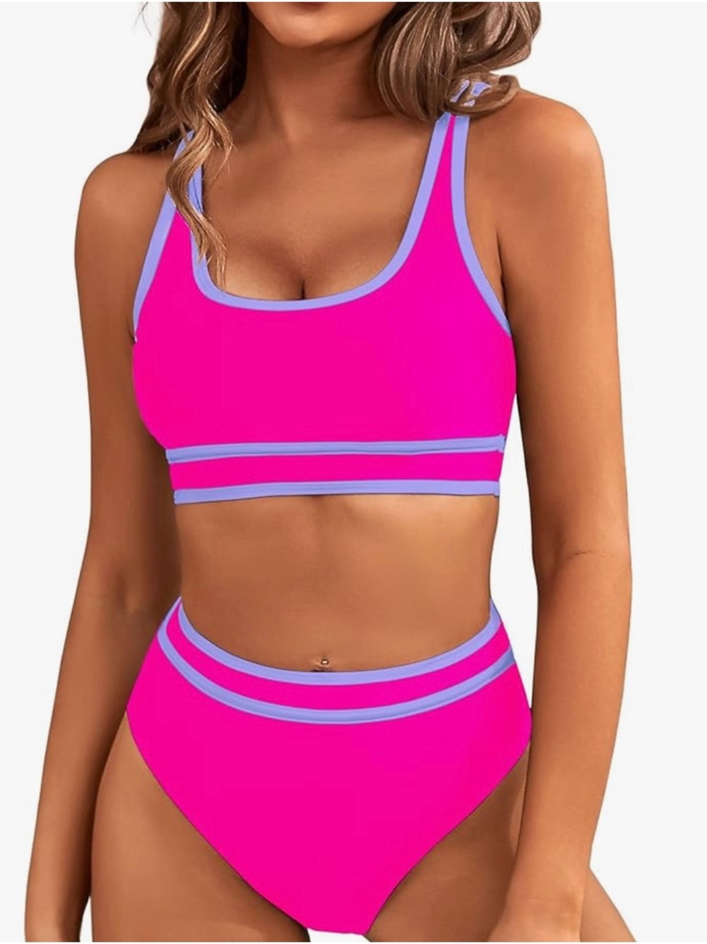 Amazon Hot Pink Bikini with Lavender Trim
